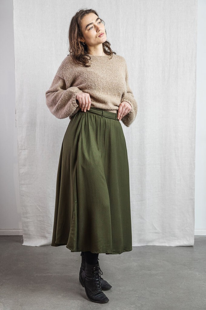 Consumer wearing a modal skirt