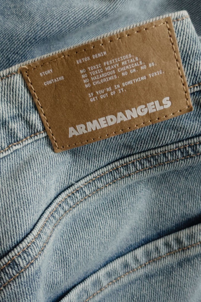 Label of sustainable denim jeans