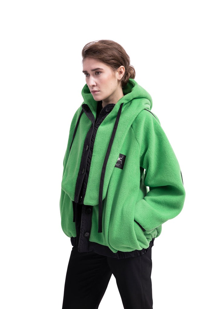 Plush Poison Green Slip-in Hood - deadstock from AFKA