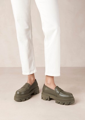 Trailblazer Green Leather Loafers from Alohas