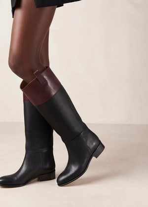 Billie Bicolor Black Burgundy Leather Boots from Alohas