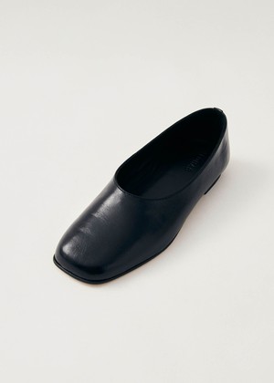Edie Black Leather Ballet Flats from Alohas
