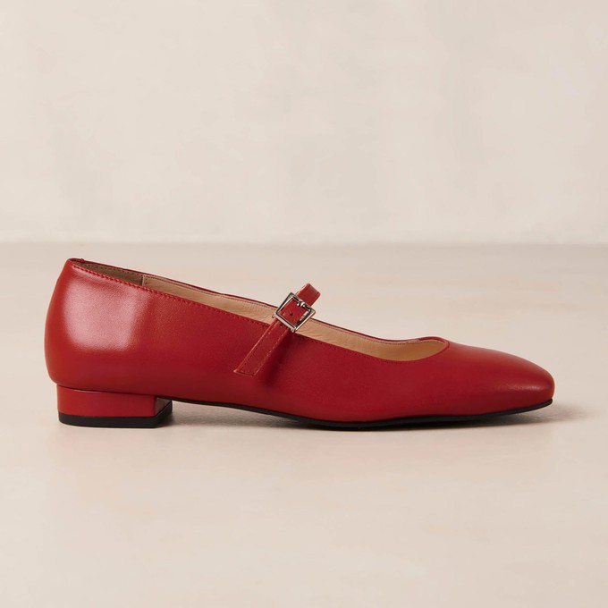 Por Do Sol Red Leather Ballet Flats from Alohas