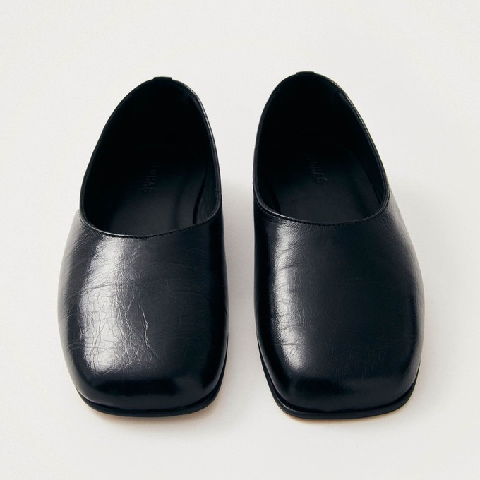 Edie Black Leather Ballet Flats from Alohas