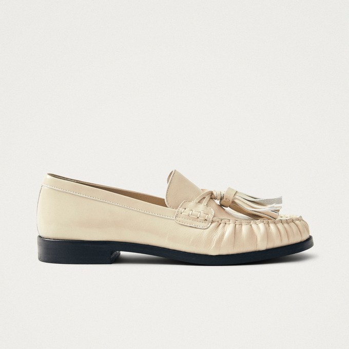 Marietta Onix Cream Leather Loafers from Alohas