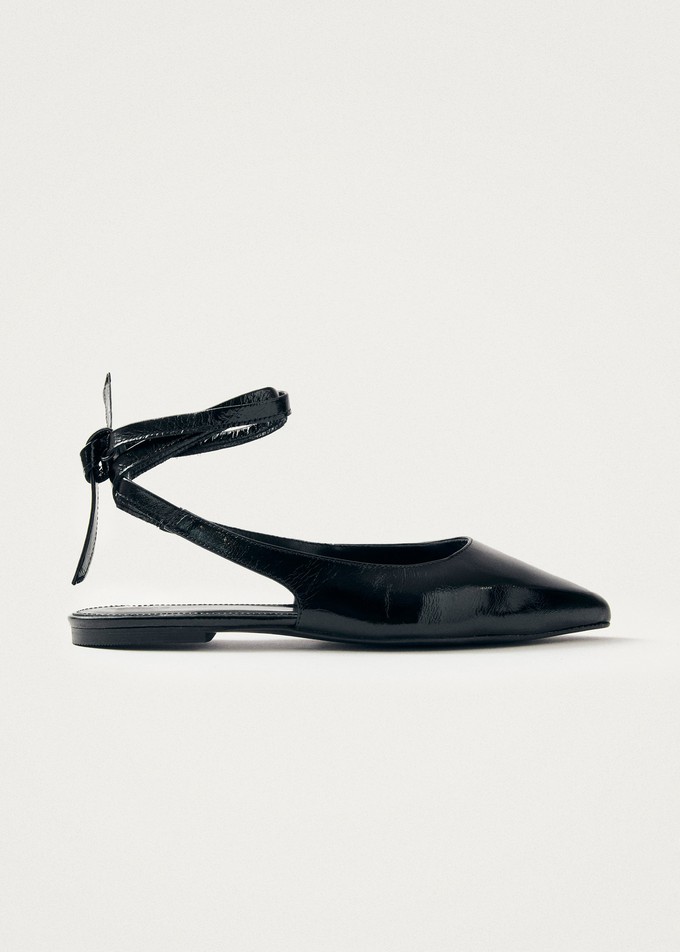 Ribbon Onix Black Leather Ballet Flats from Alohas