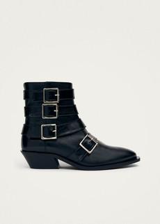 Eras Black Leather Ankle Boots via Alohas