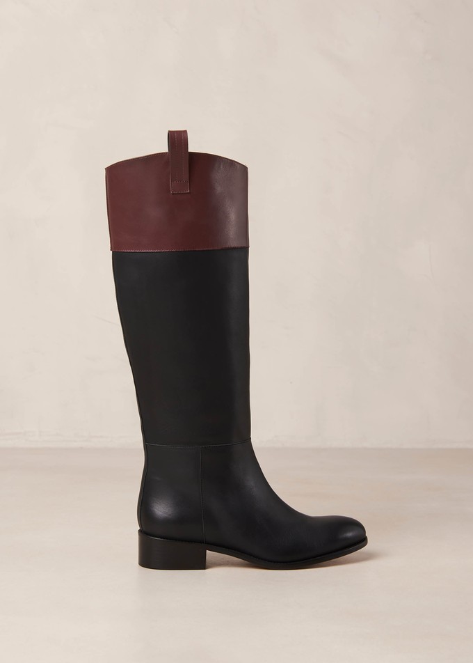 Billie Bicolor Black Burgundy Leather Boots from Alohas