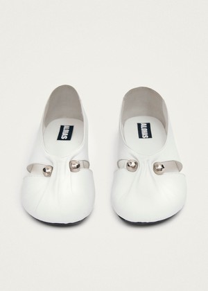 Ravena White Leather Ballet Flats from Alohas