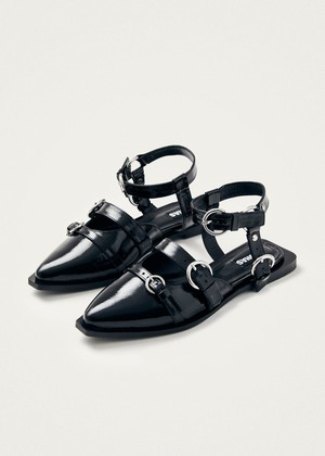 Thalara Onix Black Leather Ballet Flats from Alohas