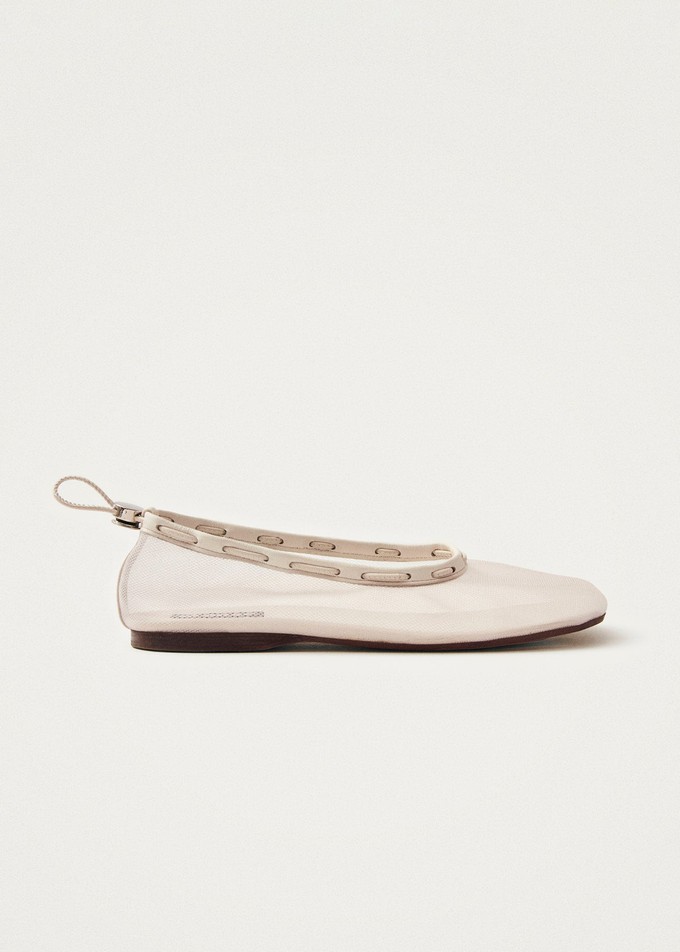 Gill Mesh White Ballet Flats from Alohas