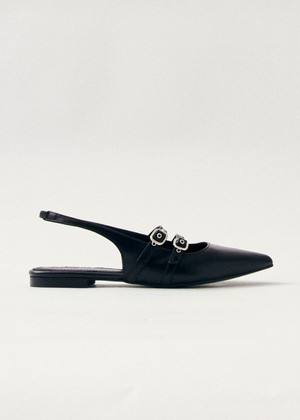 Wren Black Leather Ballet Flats from Alohas