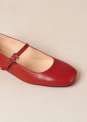 Por Do Sol Red Leather Ballet Flats from Alohas