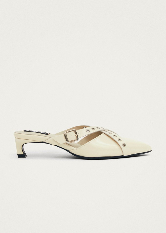 Zyra Onix Cream Leather Mules from Alohas