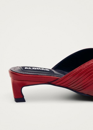 Gayle Red Leather Mules from Alohas