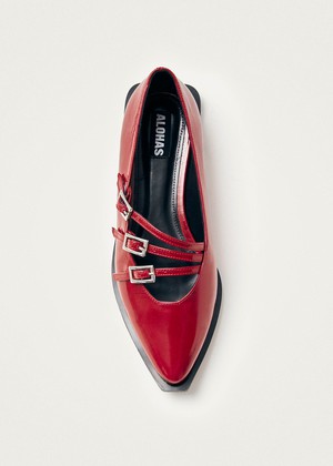 Jive Onix Red Leather Ballet Flats from Alohas