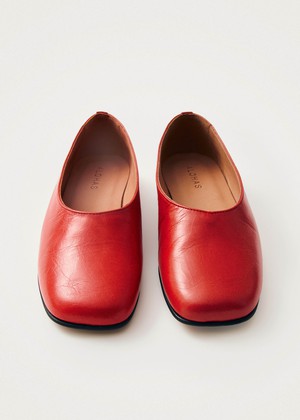 Edie Red Leather Ballet Flats from Alohas