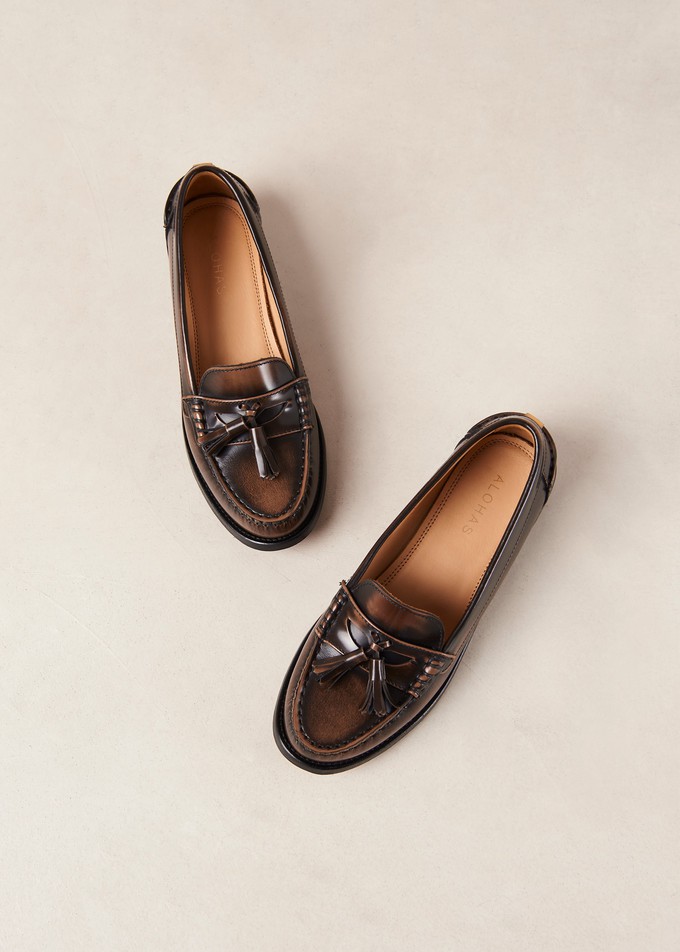 Terrane Brushed Nutmeg Brown Leather Loafers from Alohas