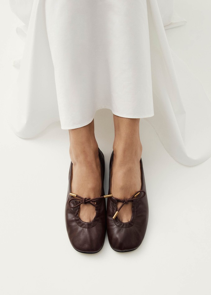 Project Cece Rosalind Brown Leather Ballet Flats