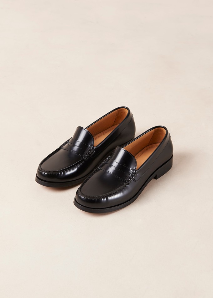 Rivet Black Leather Loafers from Alohas