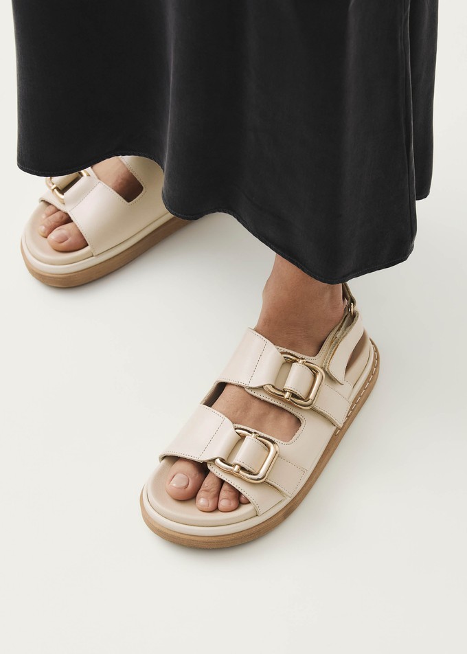 Harper Cream Leather Sandals from Alohas