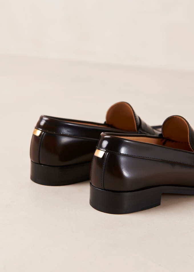 Rivet Brushed Coffee Brown Leather Loafers from Alohas