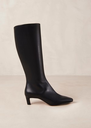 Rory Black Leather Boots from Alohas