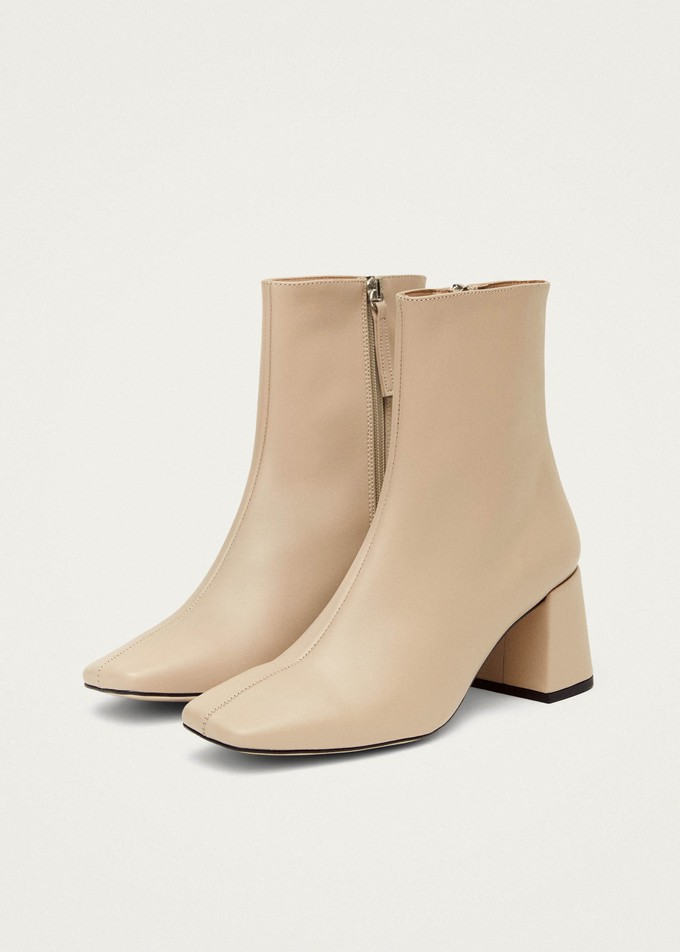 Watercolor Tahini Beige Vegan Leather Ankle Boots from Alohas