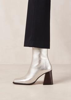 South Shimmer Silver Leather Ankle Boots via Alohas