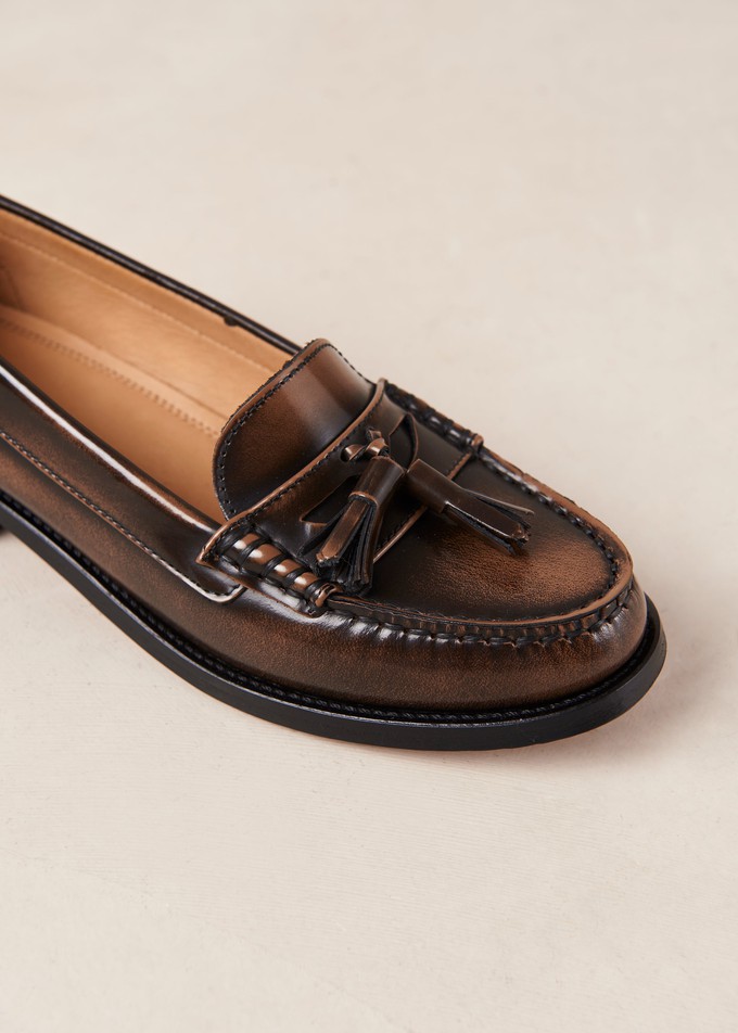 Terrane Brushed Nutmeg Brown Leather Loafers from Alohas
