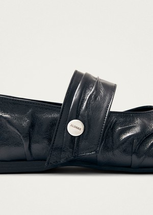 Shay Black Leather Ballet Flats from Alohas