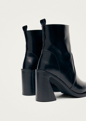 Haylo Black Leather Ankle Boots from Alohas