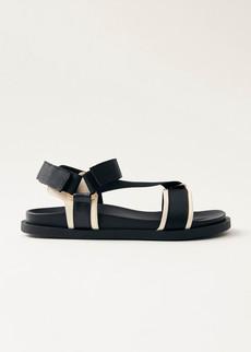 Indigo Black Vegan Leather Sandals via Alohas