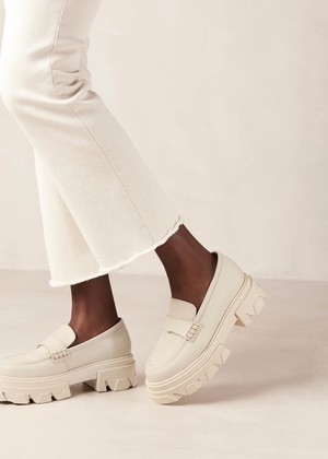 Trailblazer Cream Leather Loafers from Alohas