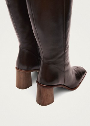 East Coffee Brown Leather Boots from Alohas