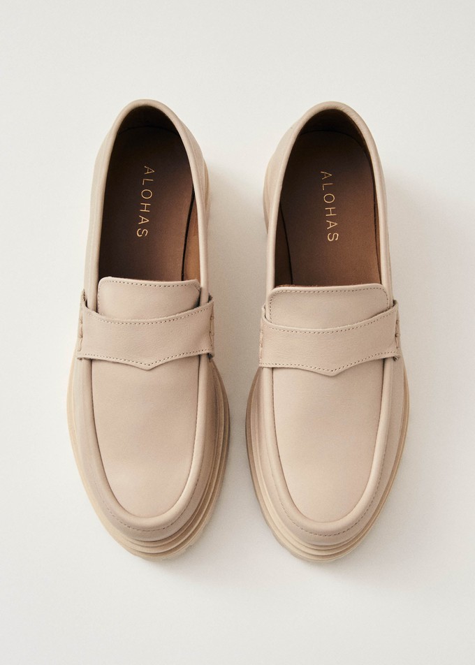 Obsidian Cream Leather Loafers from Alohas