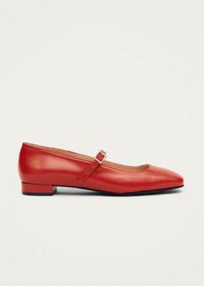 Por Do Sol Red Leather Ballet Flats via Alohas