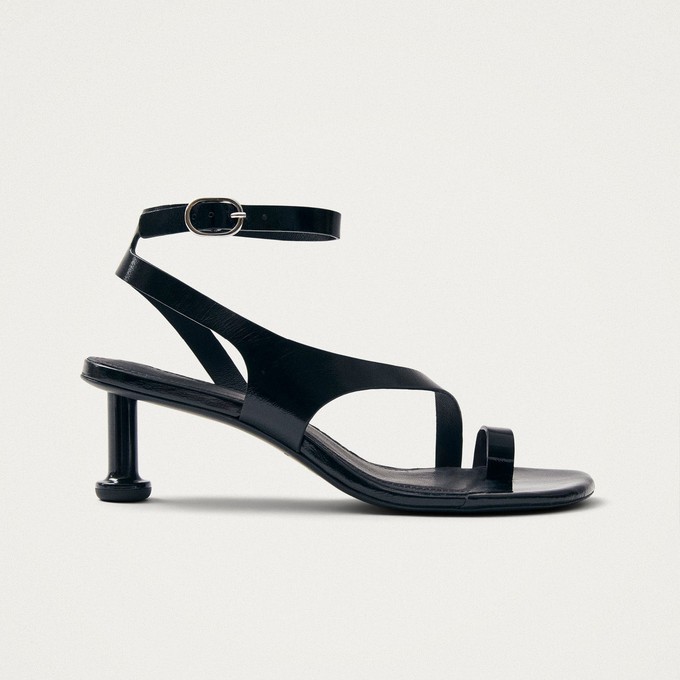 Miquela Onix Black Leather Sandals from Alohas