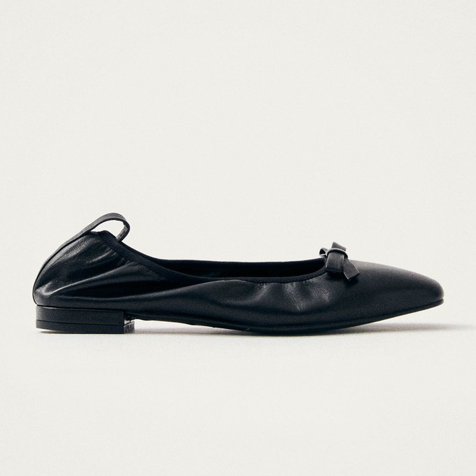 Freya Black Leather Ballet Flats from Alohas