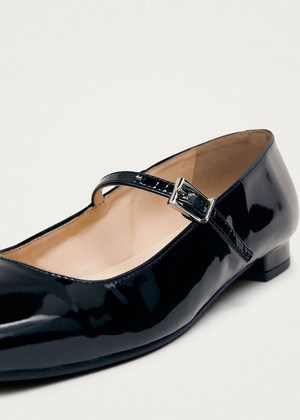 Por Do Sol Onix Black Leather Ballet Flats from Alohas