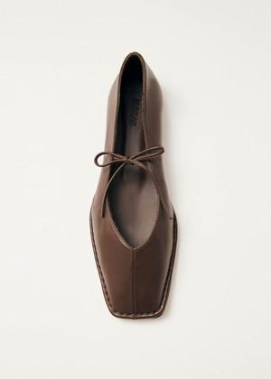 Sway Chestnut Brown Leather Ballet Flats from Alohas