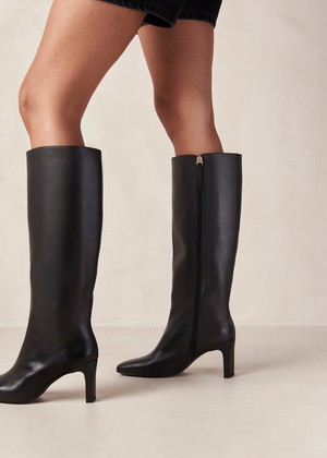 Isobel Black Leather Boots from Alohas