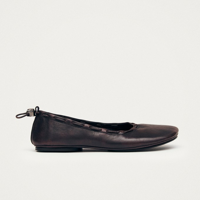 Gill Brushed Burgundy Leather Ballet Flats from Alohas