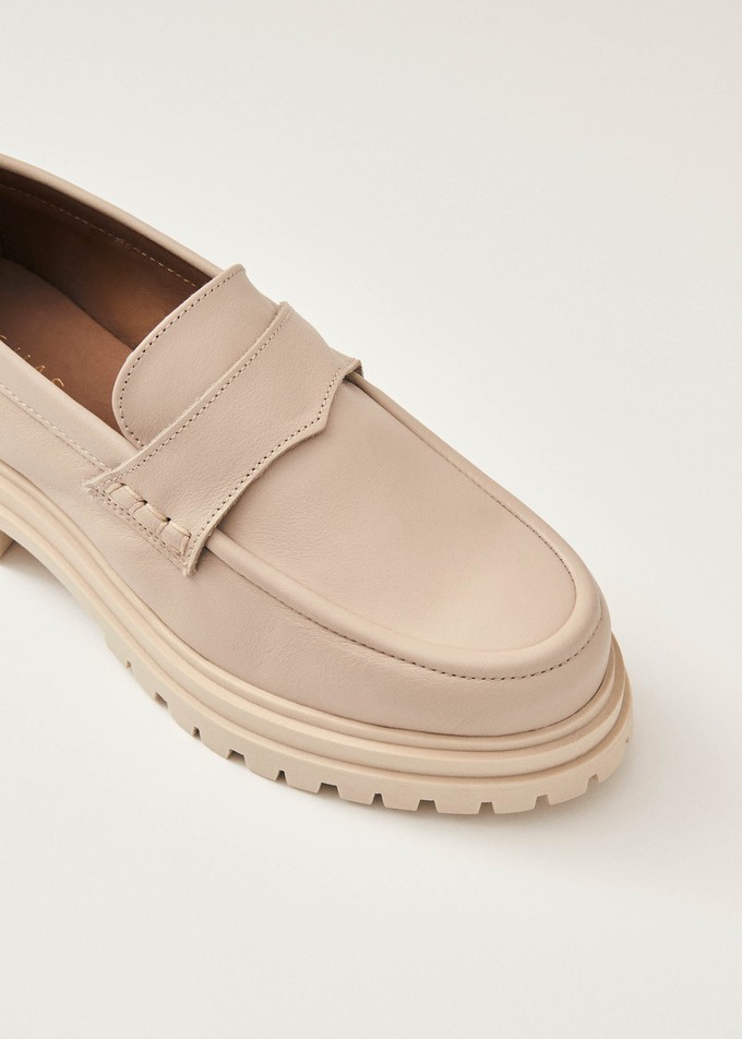 Obsidian Cream Leather Loafers from Alohas