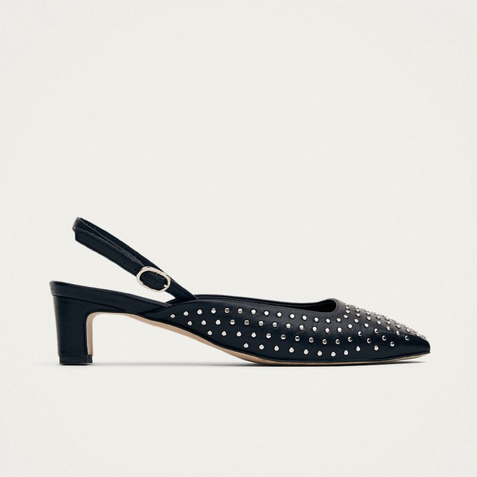 Lindy Studs Black Leather Pumps from Alohas