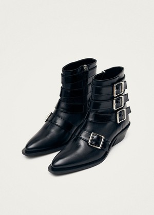 Eras Black Leather Ankle Boots from Alohas