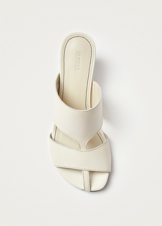 Rhea Cream Leather Sandals from Alohas