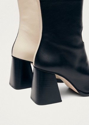 Blair Bicolor Black Cream Ankle Boots from Alohas