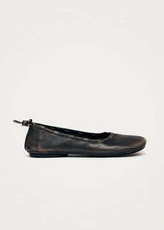 Gill Brushed Brown Leather Ballet Flats via Alohas