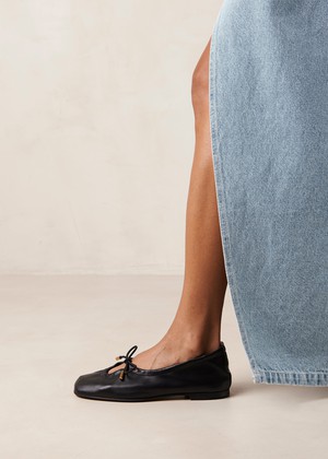 Rosalind Black Leather Ballet Flats from Alohas